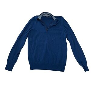 Filippo Riberti Men's Large Navy Blue Wool Cashmere Blend Quarter Zip Sweater‎